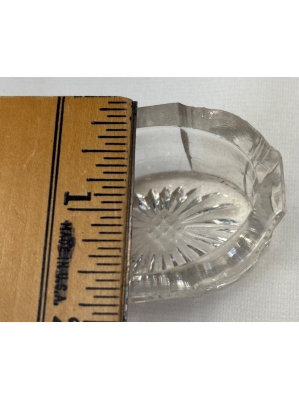 Clear Glass Salt Cellars Set 2 Starburst & Grid Patterns Vintage - Picture 6 of 16